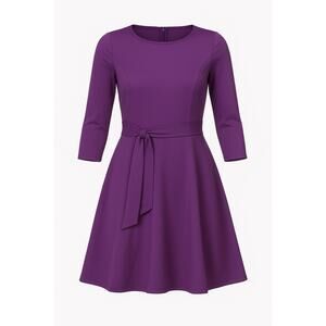 FENTAR Purple Fit & Flare Tie Waist Dress XL • 3/4 Sleeve • Party/Cocktail • NWT